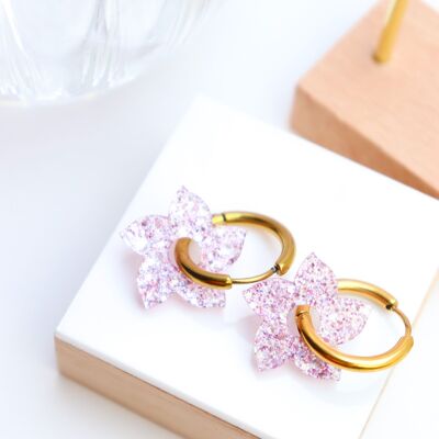 Créoles interchangeables Flora paillettes Lilas