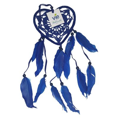 Attrape-rêves en forme de cœur Vie Naturals, 12 cm, bleu