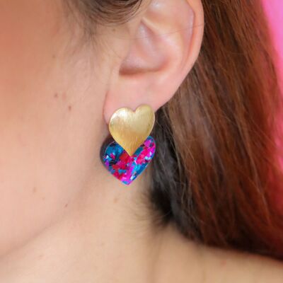 Pendientes de copo de nieve azul y rosa de Caroline