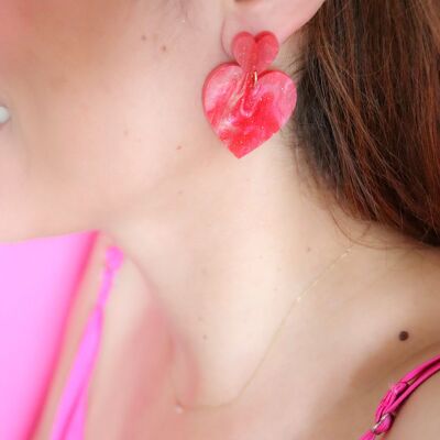 Boucles d'oreilles Augustine Nacré Rouge