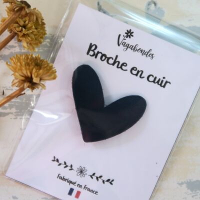 Broche de cuero y lentejuelas de fantasía - Navy Heart
