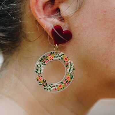 Pendientes de corona de flores de plexiglás
