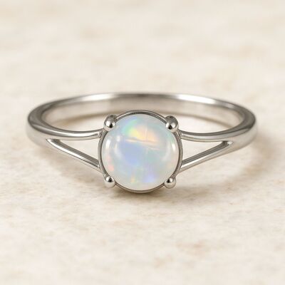Opale blanche Tempête d'été | Or blanc 14 carats