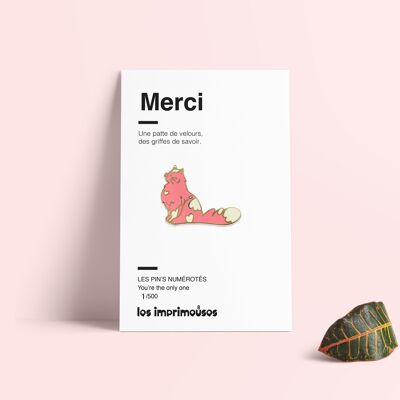Spilla di ringraziamento per l'insegnante - Gatto rosa - Gli artigli della conoscenza - Fine dell'anno scolastico