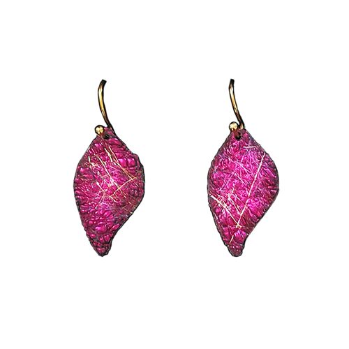 Earrings Glam Leaf Pink with Gold