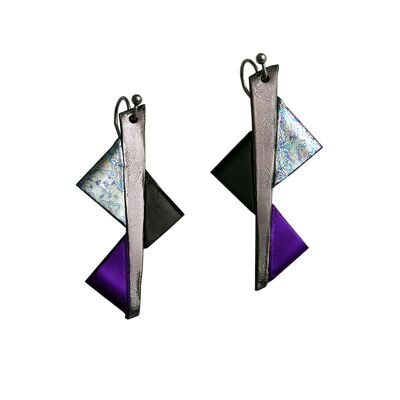 Earrings Harlekin Purple Black Silverblue
