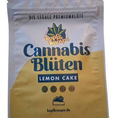 TORTA AL LIMONE CBD E CBG CON FIORE DI CANNABIS, 1 g