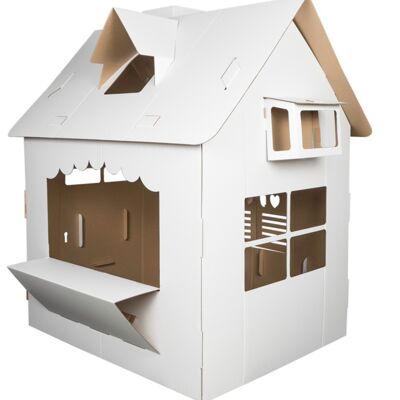 Kartonspielhaus für Kinder, Gartenhaus, DIY, zum Bauen und Bemalen, 3+