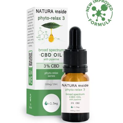 OLIO DI CBD 3% CBD CON PIPERINA SERIE PHYTO-RELAX, 10 ml