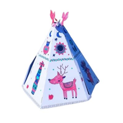 Maisonnette en carton pour enfants, tente tipi, à construire et à colorier, 3+