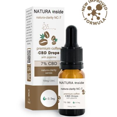 CBD OIL 7% CBD WITH PIPERINE AND COFFEE OIL NATURA-CLARITY SERIES, 10ml