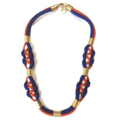 Orange and blue M necklace