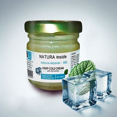 HEMP COLD CREAM-NATURA RECOVER with 500mg CBD and 20mg piperine+ mint extract, 40ml