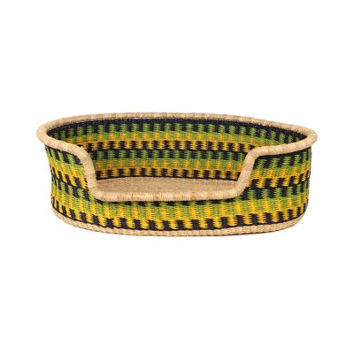 KITEMPE: Green, Black & Navy Dog Basket - Small