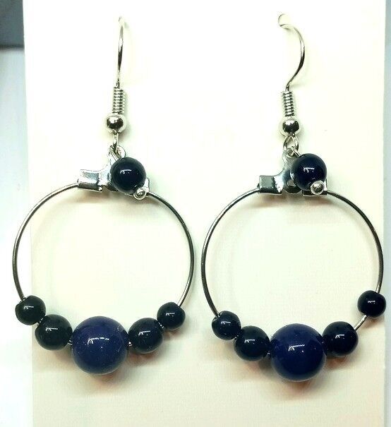 Navy blue hoop earrings
