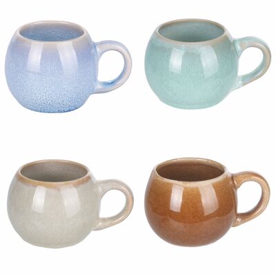 130 ml stoneware coffee cup with handle, 4 Tones