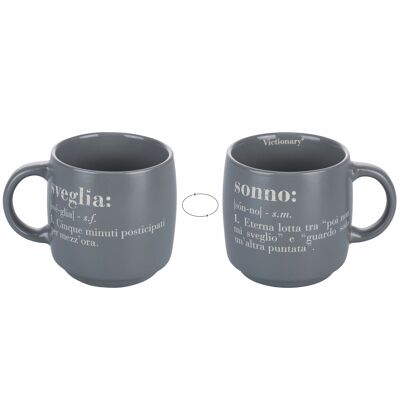 Tazza/mug impilabile 350 ml in gres, Victionary SONNO/SVEGLIA