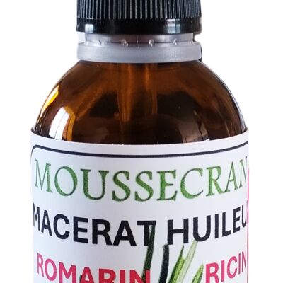 MACERAT HUILEUX POUR CHEVEUX DE ROMARIN & RICIN - BIO - NATUREL SANS PRODUITS CHIMIQUES - 50 ML