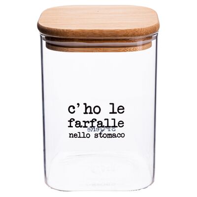 1 L glass pasta jar, bamboo lid, S.P.Q.eRe BUTTERFLIES