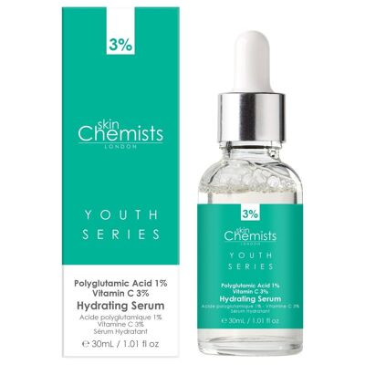 Siero idratante Acido poliglutammico 1%, Vitamina C 3% 30 ml