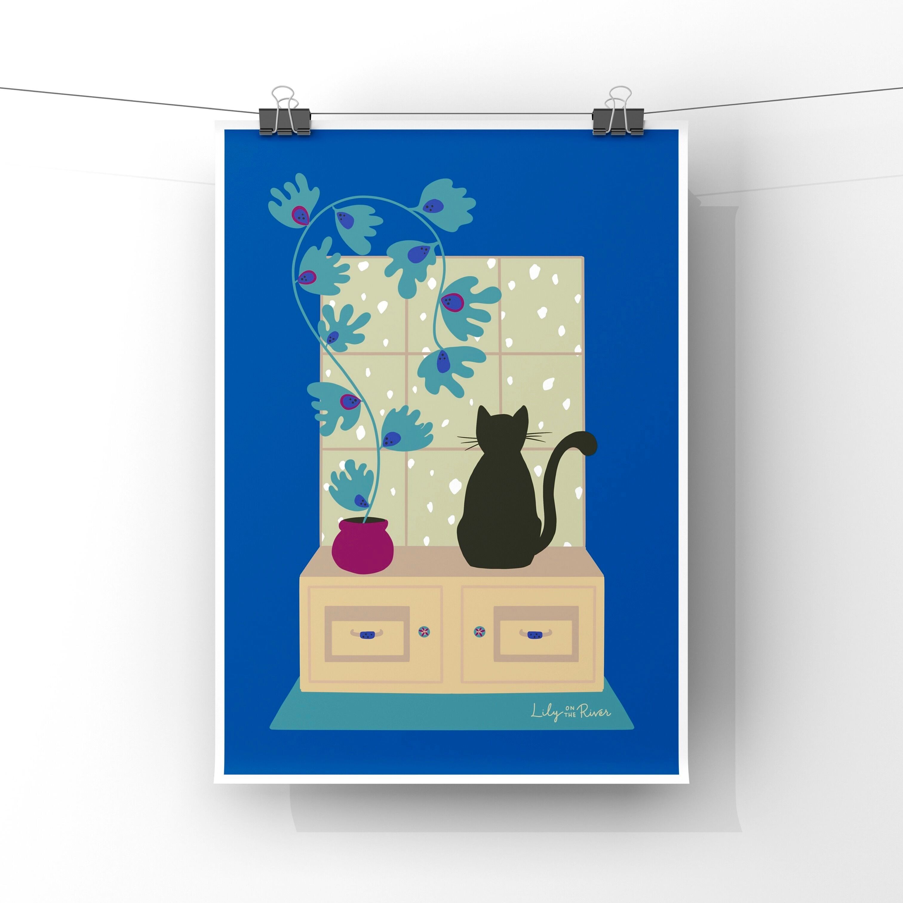Cat & Window - Affiche A4