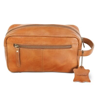 Stanley Leather Wash Bag TAN