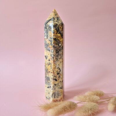 Torre di agata pazza XL con pietre preziose – 586 g | Obelisco da 18 cm