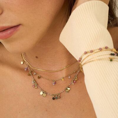 Collar Jasmina - piedras naturales y borlas