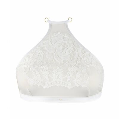 Halter Bra With Chantilly Lace Appliqué__LL / Ecru White / Cup only