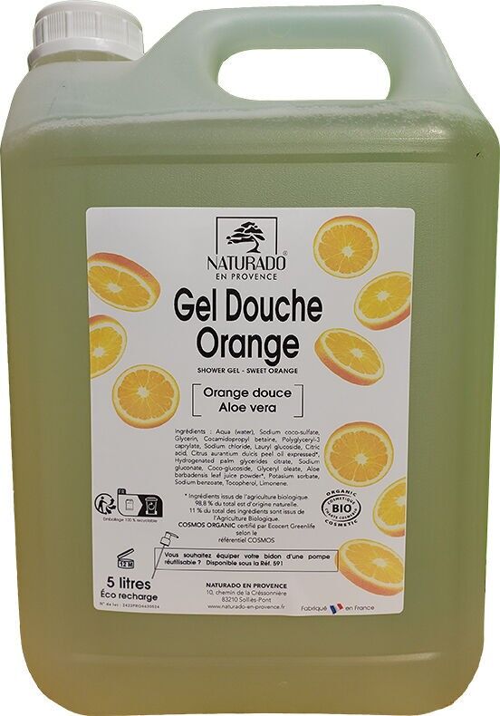 5 Liter Bottle Orange Cosmos Organic Shower Gel