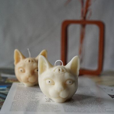 Evil Cat Candle, Halloween Decoration, Autumn Table Decor