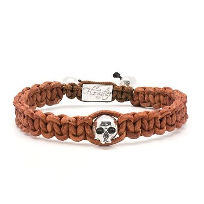 Skull String Cannelle- bracelet tressé en cuir