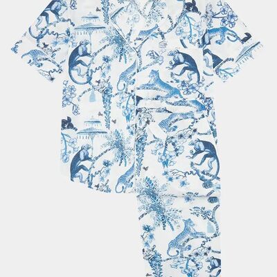 Pigiama e pantaloni da donna in cotone biologico a maniche corte Chinoiserie Whimsy