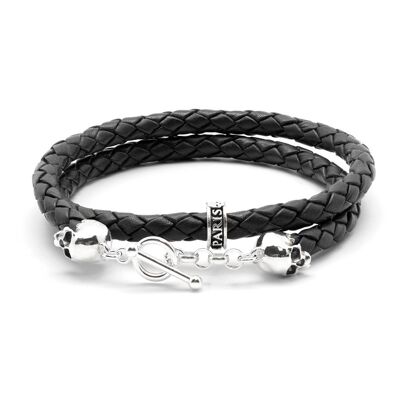 Bellamy - Black - bracelet en cuir naturel et argent