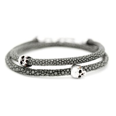 Bellamy - Galuchat - bracelet en galuchat anthracite et argent