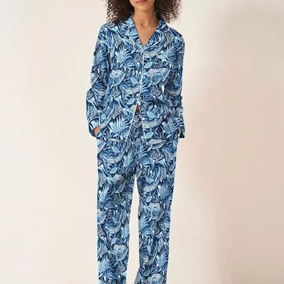 Lullaby of the Whales Women's Long Sleeve Organic Cotton Pyjama Trouser Set