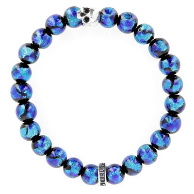 Premium K.I.S.S. Hotaru - bracelet en perles de verre traditionnelles bleues d'Okinawa et argent 925 Sterling