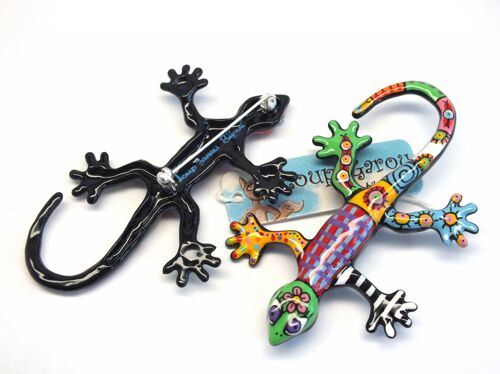 Broche "lézard doigts écartés écossais"