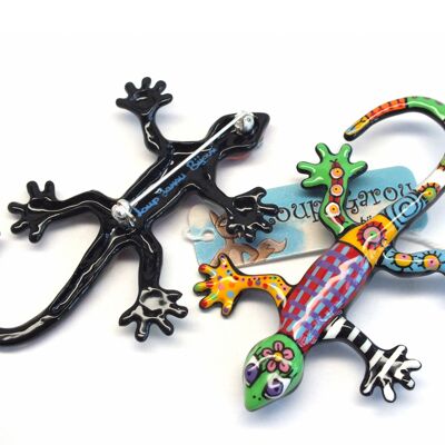 Broche "lézard doigts écartés écossais"