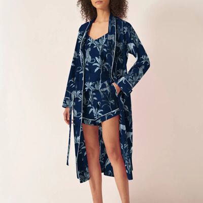 Navy Jungle Organic Cotton Robe