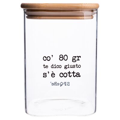 Tarro de pasta de cristal de 1 L, tapa de bambú, S.p.Q.eRe CO 80 GR