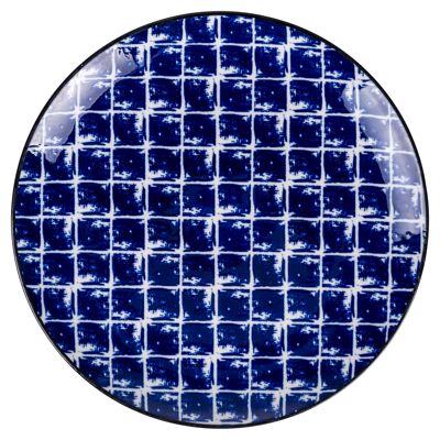 Plato llano en gres, decoración geométrica, Confusión AZUL A D 26,5CM
