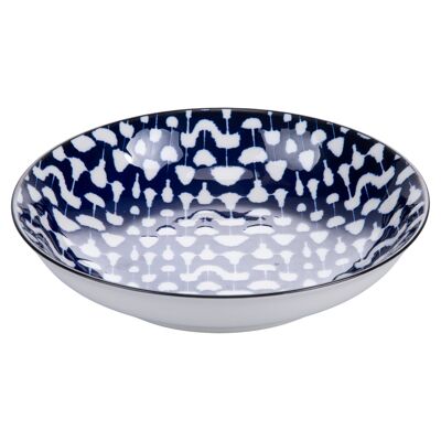 Assiette creuse en grès, décor géométrique, Confusion BLU B D 21CM