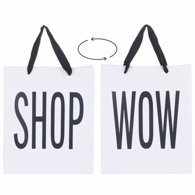 Paper gift bag with fabric handles 22x10x26 cm, Bigismore WOW/SHOP