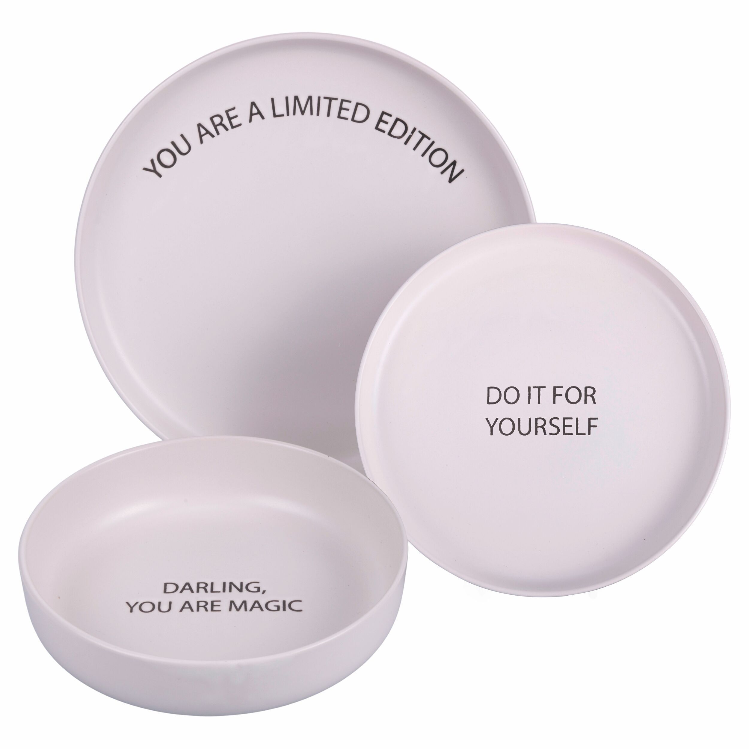 Servizio piatti 3 pezzi in gres, Motivation Crema