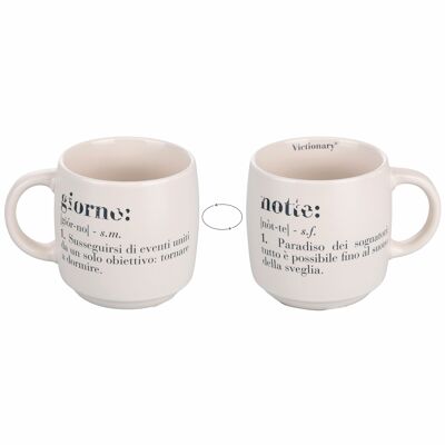 Stackable mug/cup 350 ml in stoneware, Victionary DAY/NIGHT