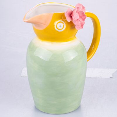Jarra loro 1,8 L en porcelana, pintada a mano, Tuca Tuca AMARILLO/VERDE
