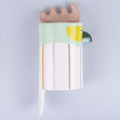 Humidificateur perroquet en porcelaine h.25,4 cm, peint à la main, Tuca Tuca TERRE CUITE