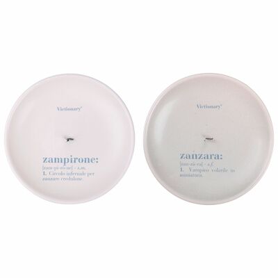 Lot de 2 supports pour pièges à moustiques en céramique Ø15x2,5 cm, Victionary ZANZARA/ZAMPIRONE