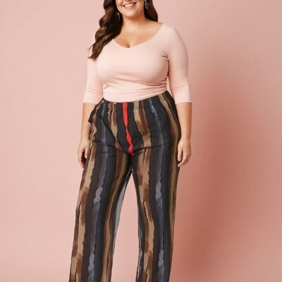 Plus size blue printed pants (B98&BLUE)
